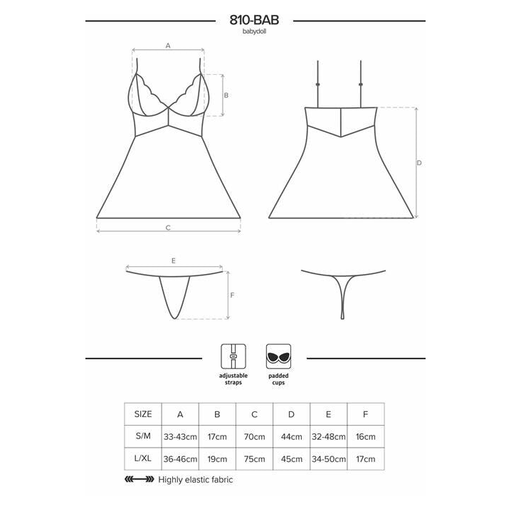 Obsessive Chemise & Stringtrosa 810-BAB-1 Svart