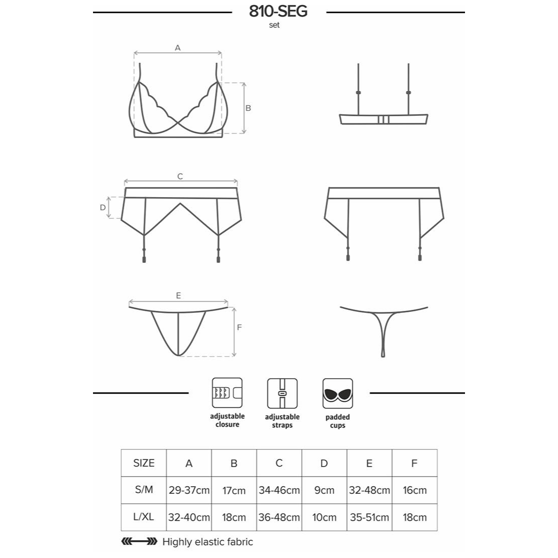 Obsessive Set 3 delar 810-SEG-1 Svart