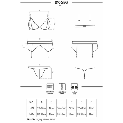 Obsessive Set 3 delar 810-SEG-1 Svart