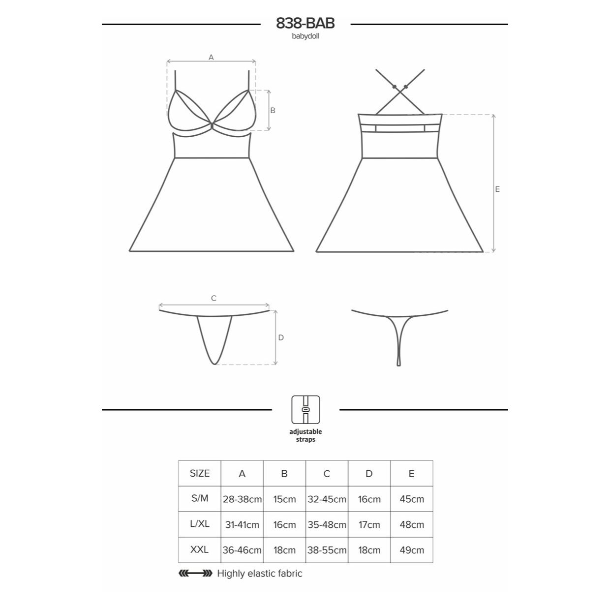 Obsessive Chemise & Stringtrosa 383-BAB-3 Röd